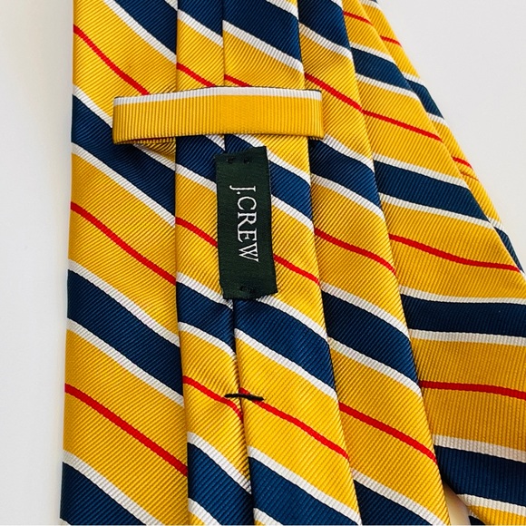 J. Crew Yellow Striped Necktie 100% Silk, made in the USA - Picture 6 of 7
